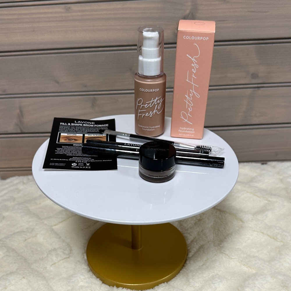 ColourPop Pretty Fresh Hydrating Foundation -Med 85N. Lavone eyebrow kit-ash brw